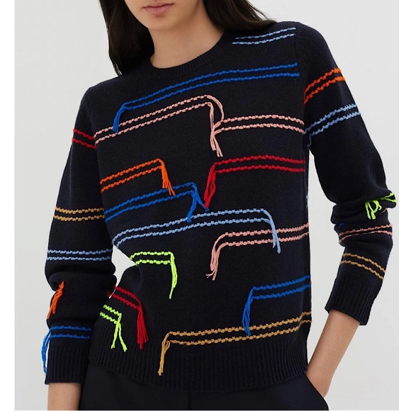 Chinti & Parker Cashmere & Wool Multi-Horizontal Stripe Sweater - Picture 1 of 11